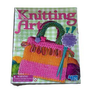 Knitting Art Kit  Kids Beginners Mini Handbag Cushion Cover Instruction Yarn NEW